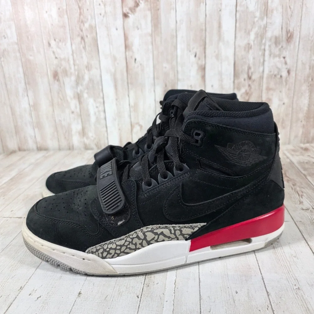 Jordan Legacy 312 Black Varsity Red Cement AV3922-060 Mens 10.5 High Top Shoes
